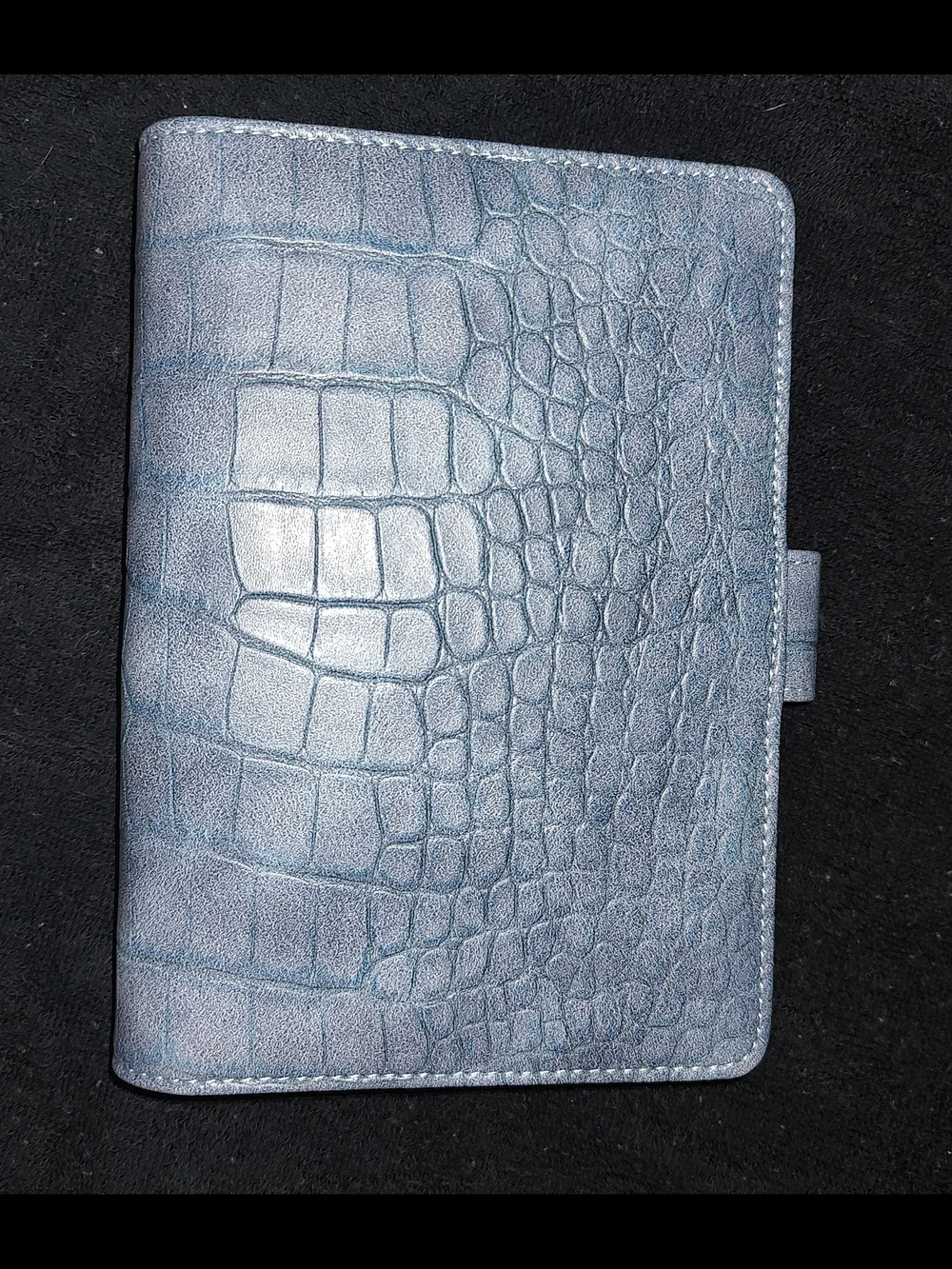New! A6 SizeCroc-Embossed Blue Faux Leather Binder Notebook With Designer Paper